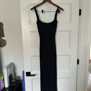 Zara Black Midi Dress Square Neckline
